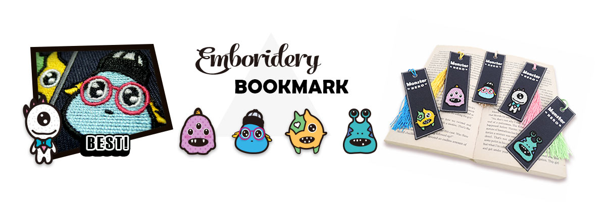 Monster Hero embroidery bookmark